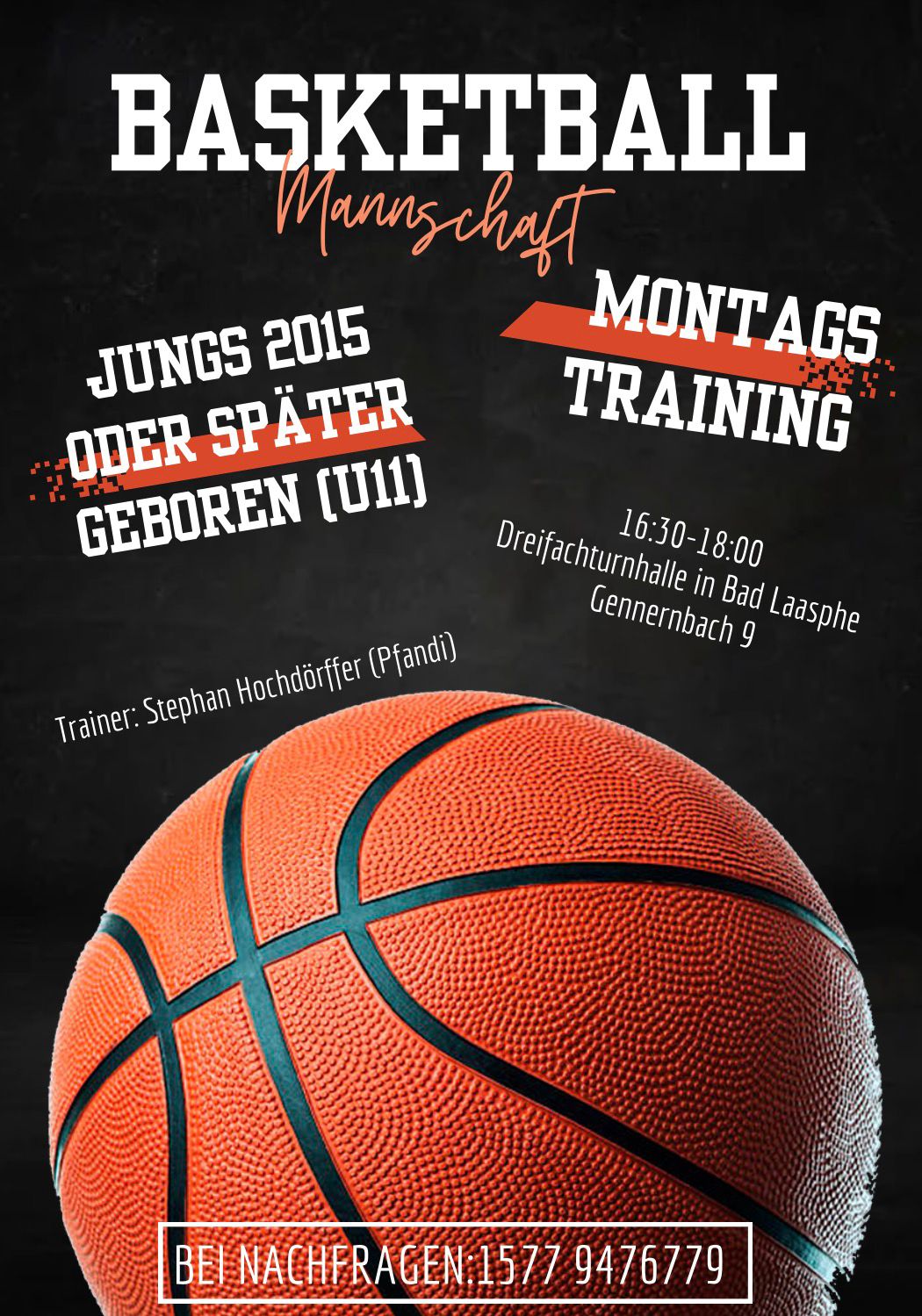 Werbung üfr das Basketballtraining
